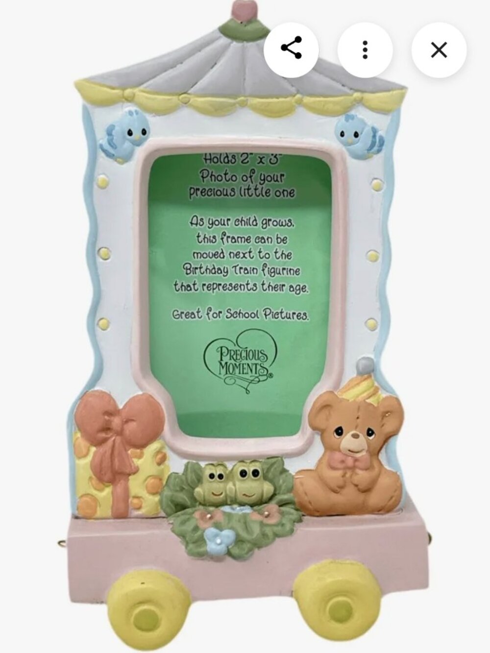 Rare vintage Precious moments birthday circus train. Picture frame.
